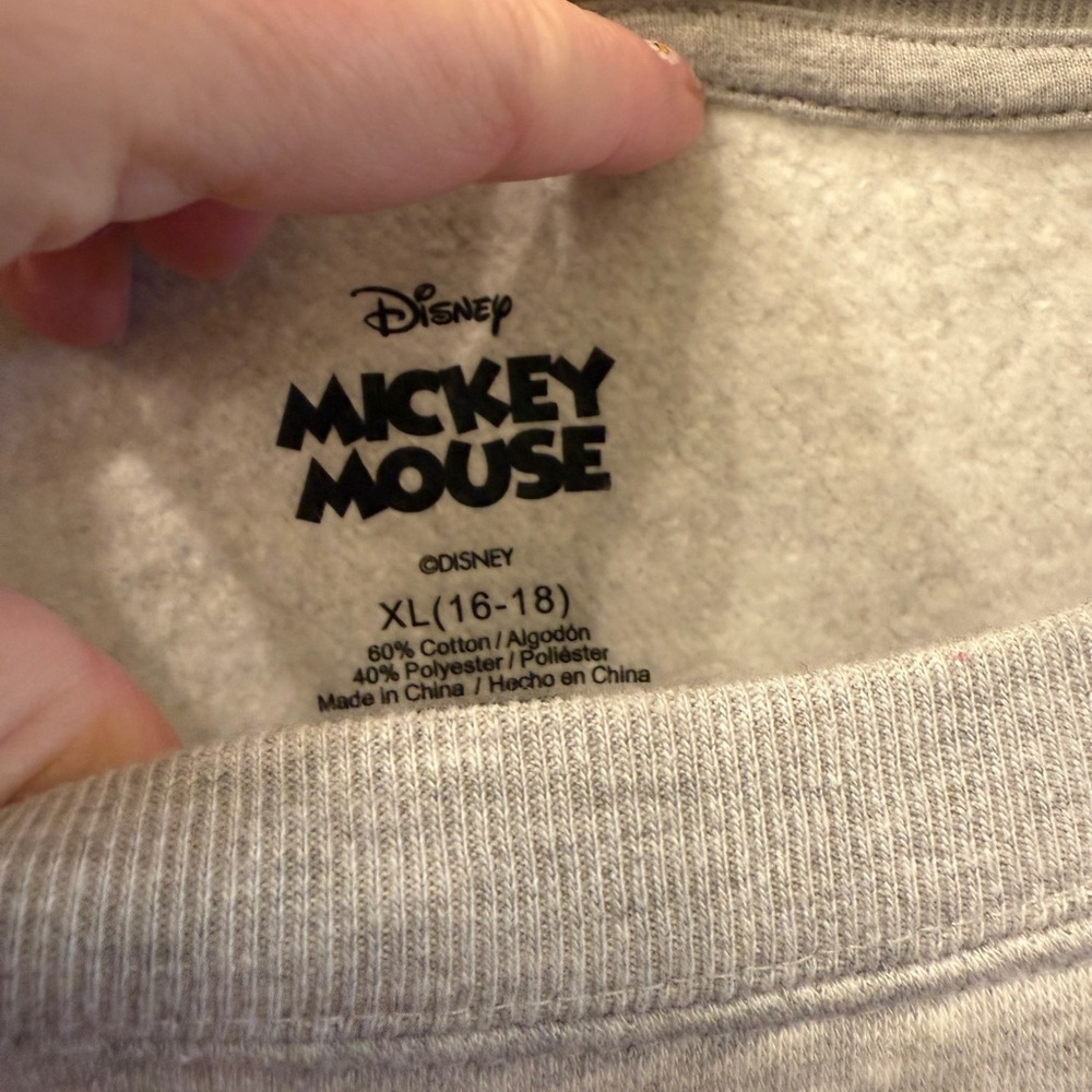 Disney Mickey Mouse snd Pluto Gray Crewneck Sweatshirt My Dog is my Valentine L - Picture 3 of 13